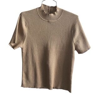 Vintage Koret Gold Sparkle Ribbed Womens Blouse size large L festive party